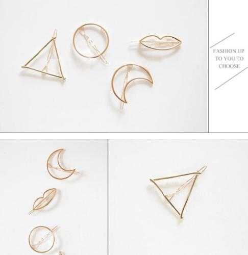 New Fashion Women Girls Gold/Silver Plated Metal Triangle Circle Moon ...